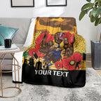 Custom Eagles Football ANZAC Blanket Gallipoli Camouflage With Poppies