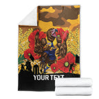 Custom Eagles Football ANZAC Blanket Gallipoli Camouflage With Poppies