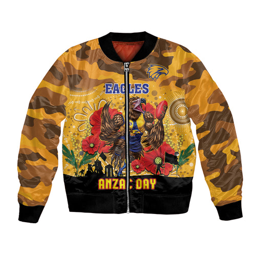 Custom Eagles Football ANZAC Bomber Jacket Gallipoli Camouflage With Poppies