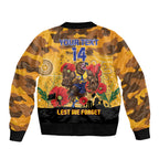 Custom Eagles Football ANZAC Bomber Jacket Gallipoli Camouflage With Poppies