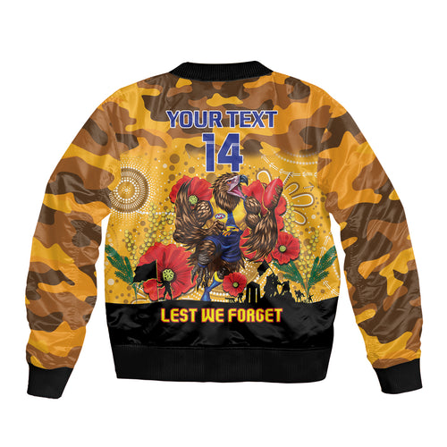 Custom Eagles Football ANZAC Bomber Jacket Gallipoli Camouflage With Poppies