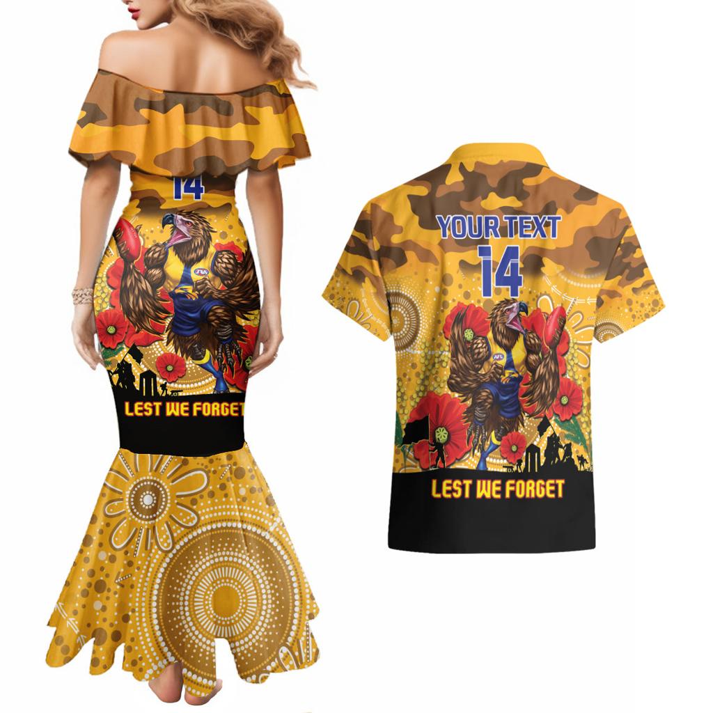 Custom Eagles Football ANZAC Couples Matching Mermaid Dress and Hawaiian Shirt Gallipoli Camouflage With Poppies