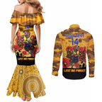 Custom Eagles Football ANZAC Couples Matching Mermaid Dress and Long Sleeve Button Shirt Gallipoli Camouflage With Poppies