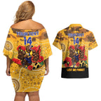 Custom Eagles Football ANZAC Couples Matching Off Shoulder Short Dress and Hawaiian Shirt Gallipoli Camouflage With Poppies
