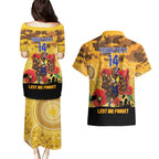 Custom Eagles Football ANZAC Couples Matching Puletasi and Hawaiian Shirt Gallipoli Camouflage With Poppies