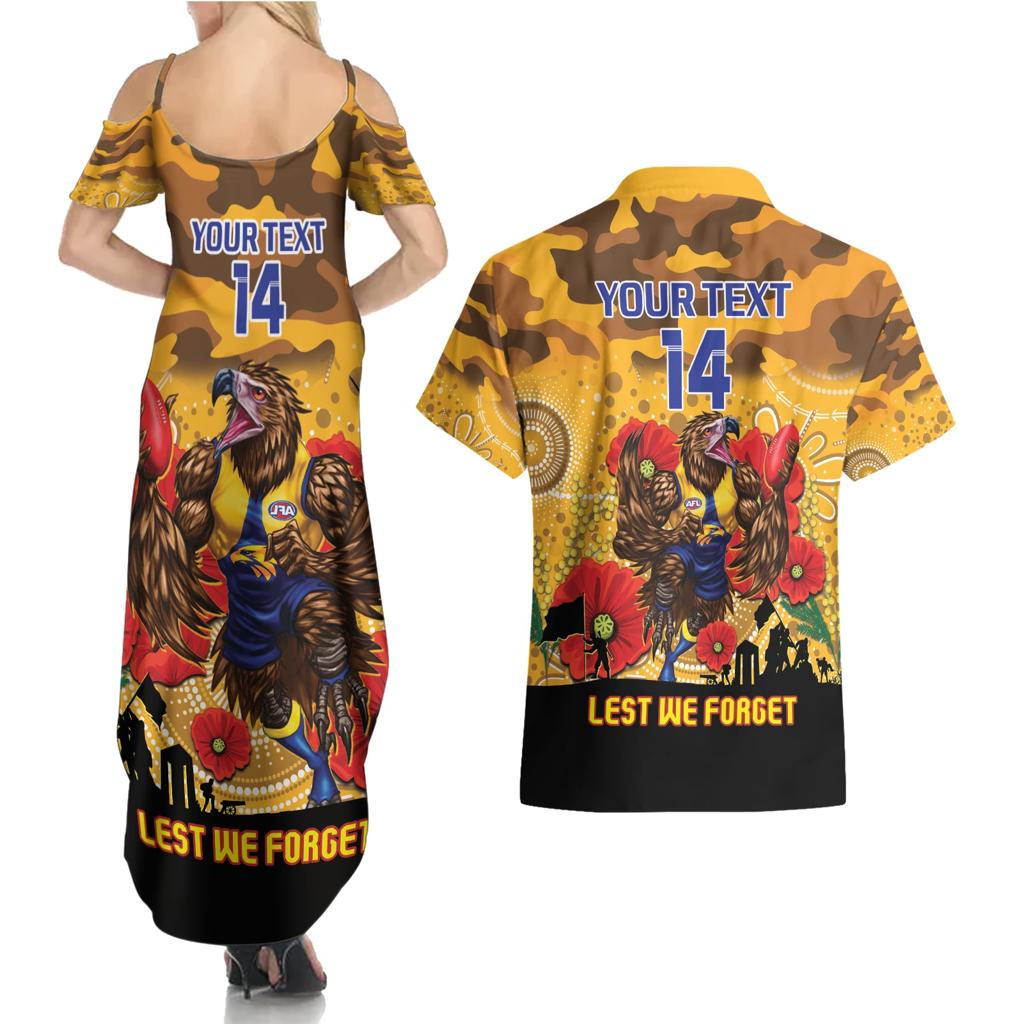 Custom Eagles Football ANZAC Couples Matching Summer Maxi Dress and Hawaiian Shirt Gallipoli Camouflage With Poppies