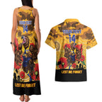 Custom Eagles Football ANZAC Couples Matching Tank Maxi Dress and Hawaiian Shirt Gallipoli Camouflage With Poppies