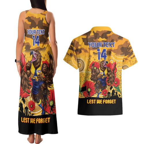 Custom Eagles Football ANZAC Couples Matching Tank Maxi Dress and Hawaiian Shirt Gallipoli Camouflage With Poppies