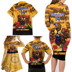 Custom Eagles Football ANZAC Family Matching Long Sleeve Bodycon Dress and Hawaiian Shirt Gallipoli Camouflage With Poppies