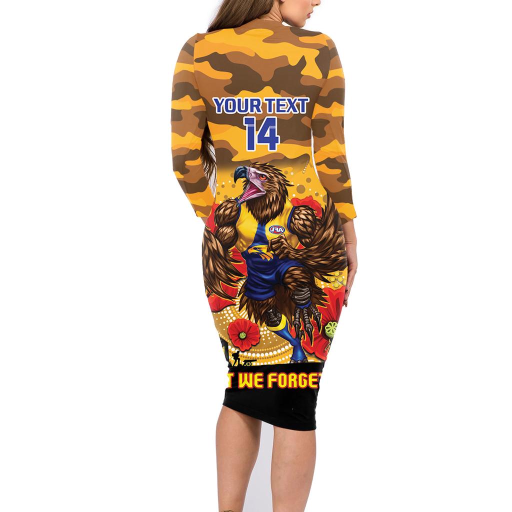 Custom Eagles Football ANZAC Family Matching Long Sleeve Bodycon Dress and Hawaiian Shirt Gallipoli Camouflage With Poppies