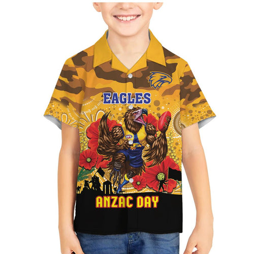 Custom Eagles Football ANZAC Family Matching Mermaid Dress and Hawaiian Shirt Gallipoli Camouflage With Poppies