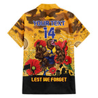 Custom Eagles Football ANZAC Family Matching Off Shoulder Long Sleeve Dress and Hawaiian Shirt Gallipoli Camouflage With Poppies