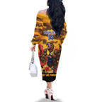 Custom Eagles Football ANZAC Family Matching Off Shoulder Long Sleeve Dress and Hawaiian Shirt Gallipoli Camouflage With Poppies