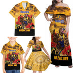 Custom Eagles Football ANZAC Family Matching Off Shoulder Maxi Dress and Hawaiian Shirt Gallipoli Camouflage With Poppies