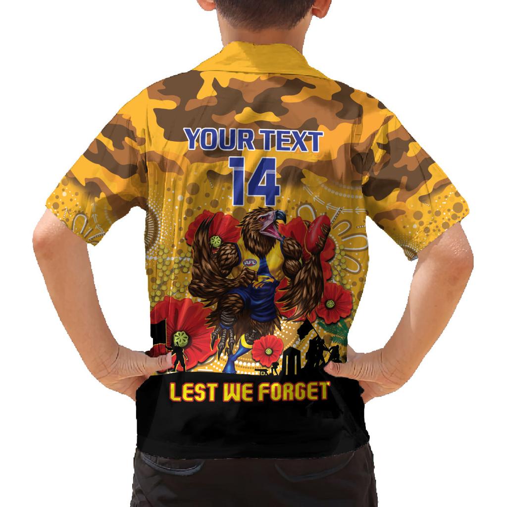 Custom Eagles Football ANZAC Family Matching Off Shoulder Short Dress and Hawaiian Shirt Gallipoli Camouflage With Poppies