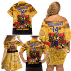 Custom Eagles Football ANZAC Family Matching Off Shoulder Short Dress and Hawaiian Shirt Gallipoli Camouflage With Poppies