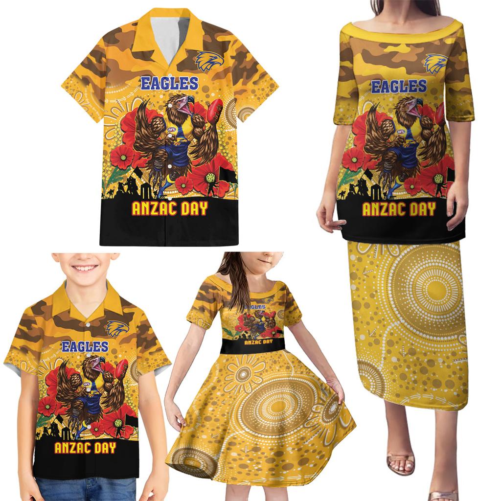 Custom Eagles Football ANZAC Family Matching Puletasi and Hawaiian Shirt Gallipoli Camouflage With Poppies