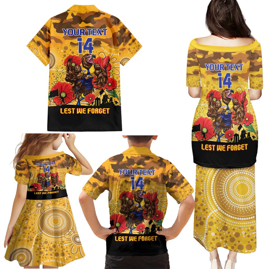 Custom Eagles Football ANZAC Family Matching Puletasi and Hawaiian Shirt Gallipoli Camouflage With Poppies