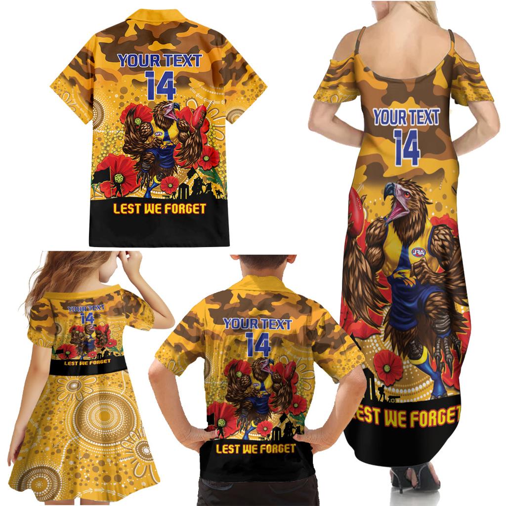 Custom Eagles Football ANZAC Family Matching Summer Maxi Dress and Hawaiian Shirt Gallipoli Camouflage With Poppies