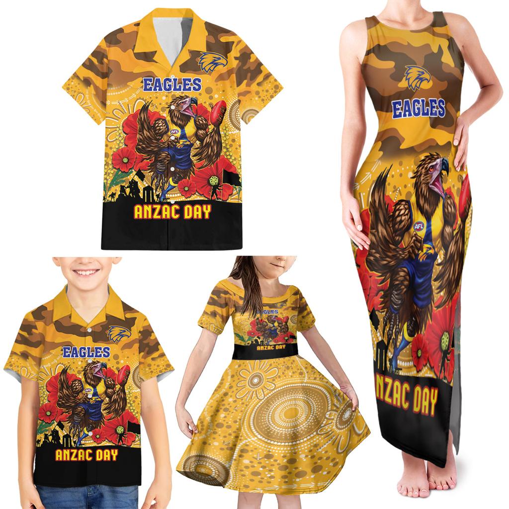 Custom Eagles Football ANZAC Family Matching Tank Maxi Dress and Hawaiian Shirt Gallipoli Camouflage With Poppies