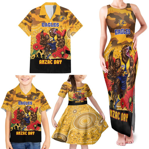 Custom Eagles Football ANZAC Family Matching Tank Maxi Dress and Hawaiian Shirt Gallipoli Camouflage With Poppies