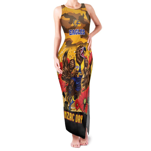 Custom Eagles Football ANZAC Family Matching Tank Maxi Dress and Hawaiian Shirt Gallipoli Camouflage With Poppies