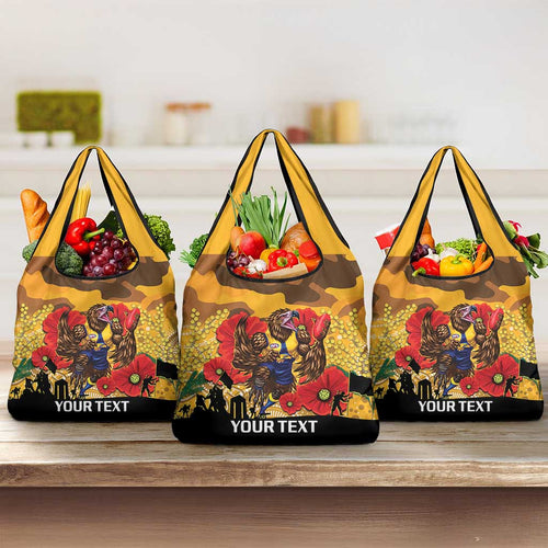 Custom Eagles Football ANZAC Grocery Bag Gallipoli Camouflage With Poppies
