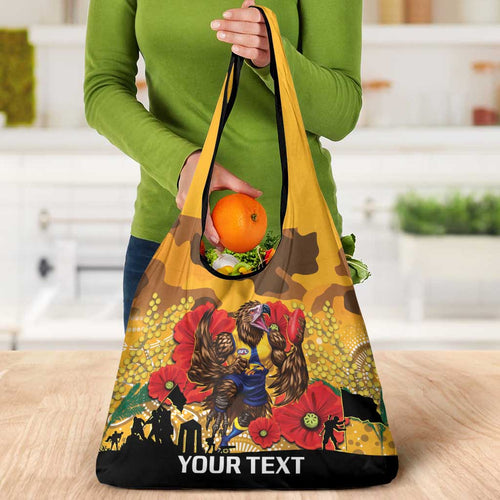 Custom Eagles Football ANZAC Grocery Bag Gallipoli Camouflage With Poppies