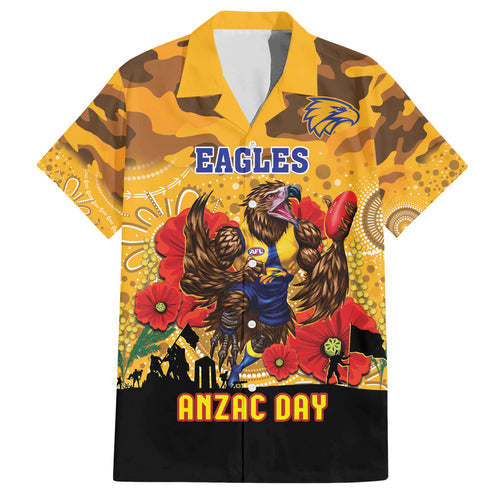 Custom Eagles Football ANZAC Hawaiian Shirt Gallipoli Camouflage With Poppies