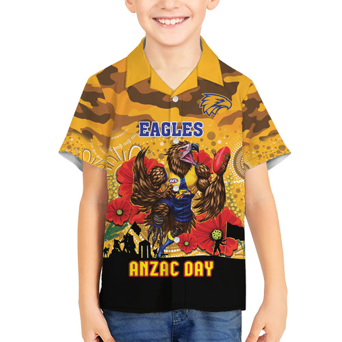 Custom Eagles Football ANZAC Hawaiian Shirt Gallipoli Camouflage With Poppies