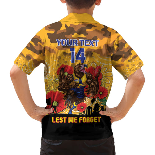 Custom Eagles Football ANZAC Hawaiian Shirt Gallipoli Camouflage With Poppies