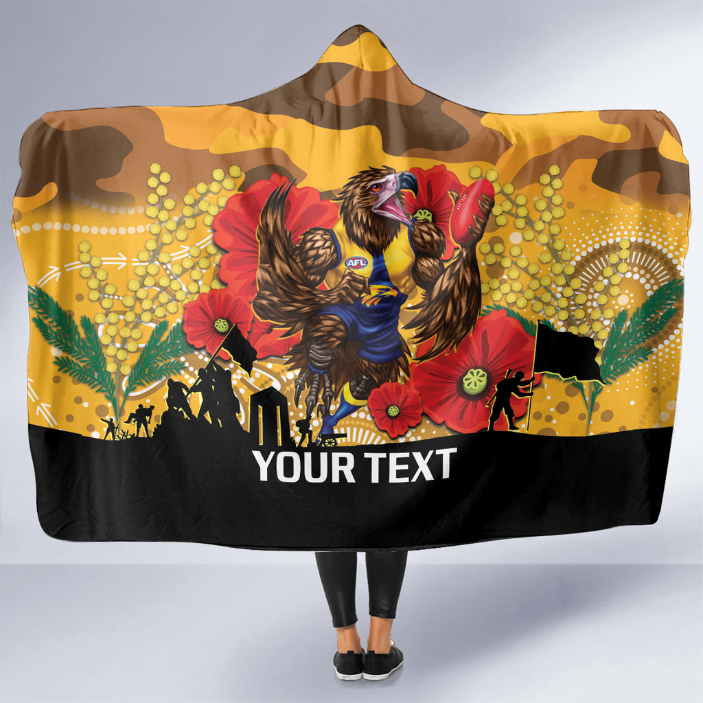 Custom Eagles Football ANZAC Hooded Blanket Gallipoli Camouflage With Poppies