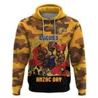 Custom Eagles Football ANZAC Hoodie Gallipoli Camouflage With Poppies