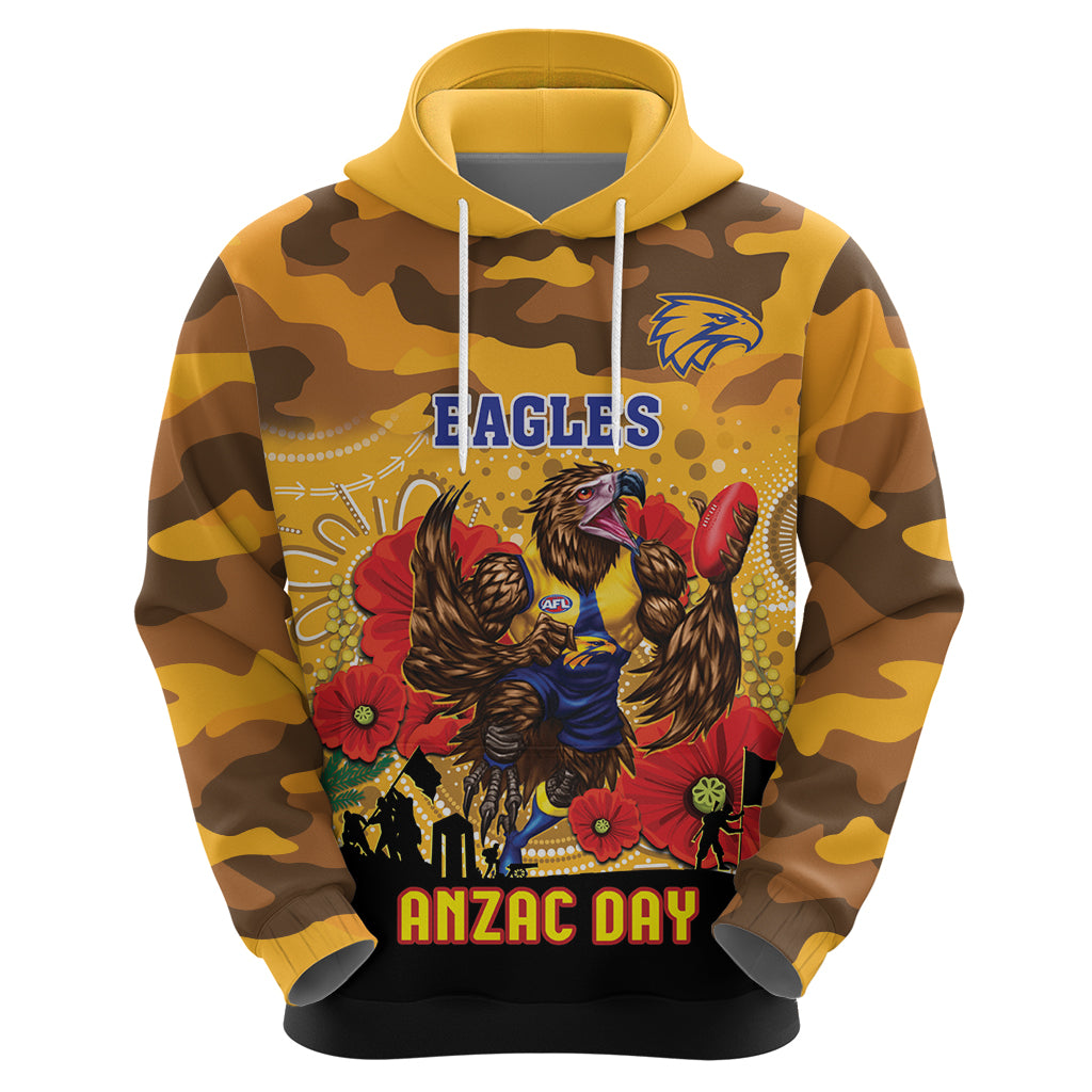 Custom Eagles Football ANZAC Hoodie Gallipoli Camouflage With Poppies