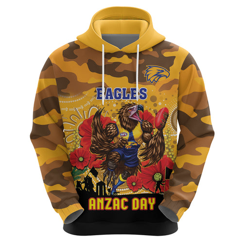 Custom Eagles Football ANZAC Hoodie Gallipoli Camouflage With Poppies