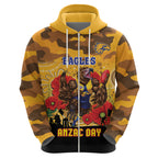 Custom Eagles Football ANZAC Hoodie Gallipoli Camouflage With Poppies