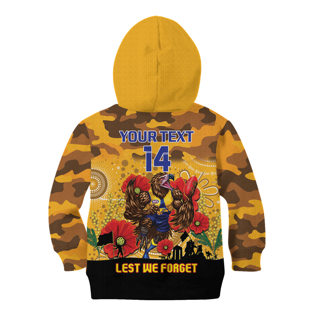 Custom Eagles Football ANZAC Kid Hoodie Gallipoli Camouflage With Poppies