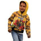 Custom Eagles Football ANZAC Kid Hoodie Gallipoli Camouflage With Poppies