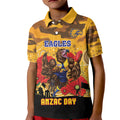 Custom Eagles Football ANZAC Kid Polo Shirt Gallipoli Camouflage With Poppies
