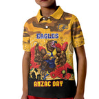 Custom Eagles Football ANZAC Kid Polo Shirt Gallipoli Camouflage With Poppies
