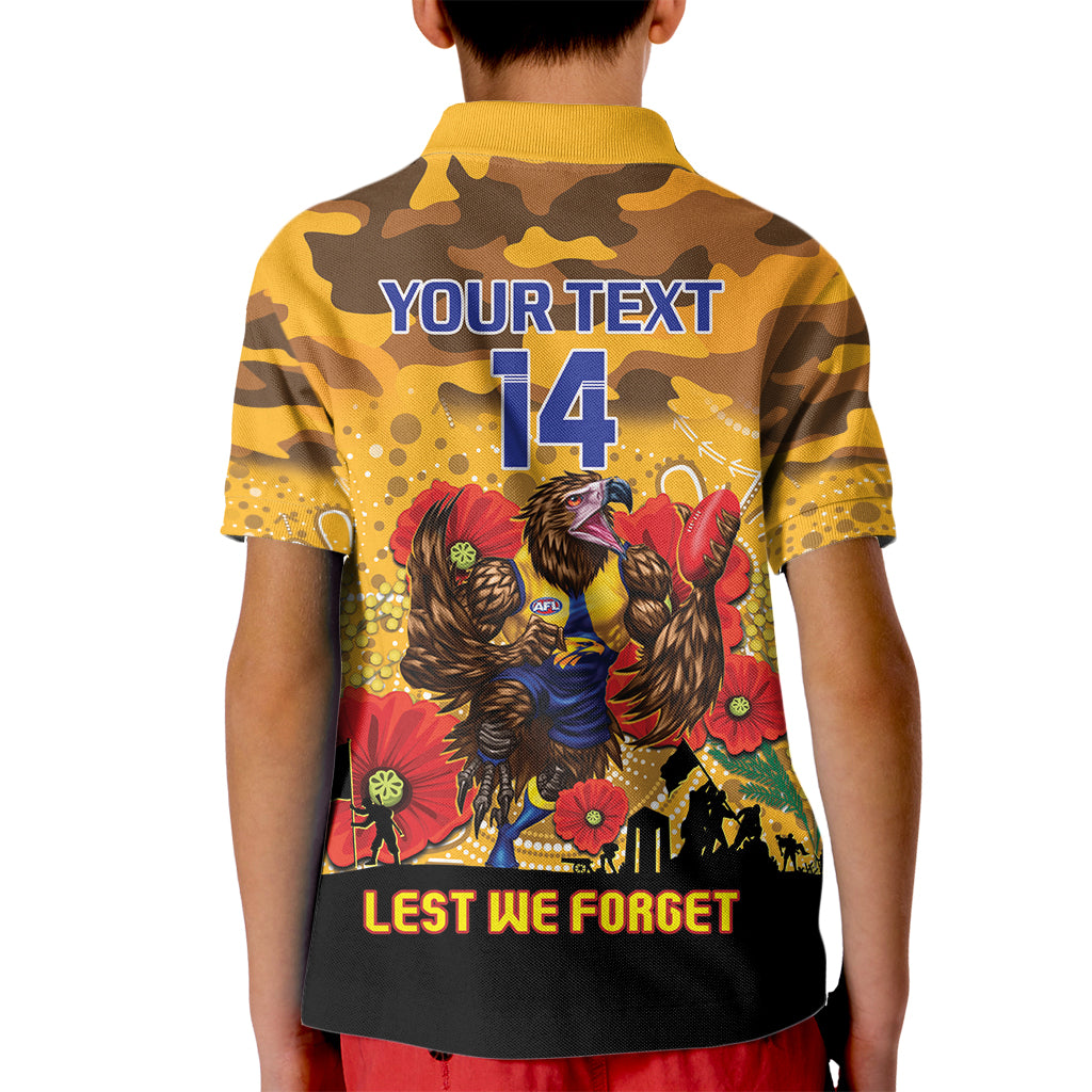 Custom Eagles Football ANZAC Kid Polo Shirt Gallipoli Camouflage With Poppies