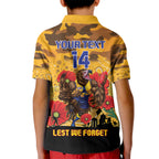 Custom Eagles Football ANZAC Kid Polo Shirt Gallipoli Camouflage With Poppies