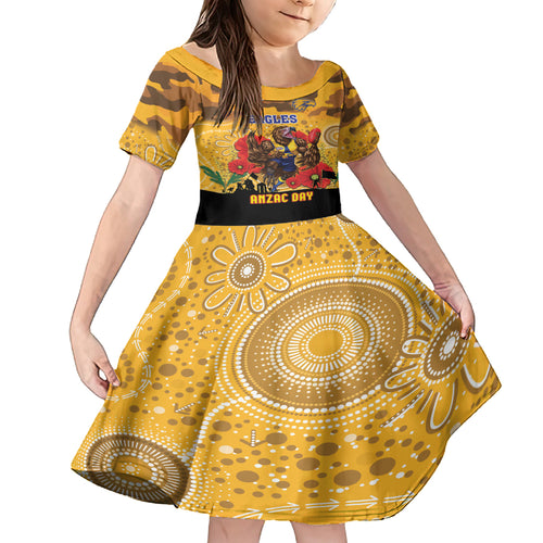 Custom Eagles Football ANZAC Kid Short Sleeve Dress Gallipoli Camouflage With Poppies