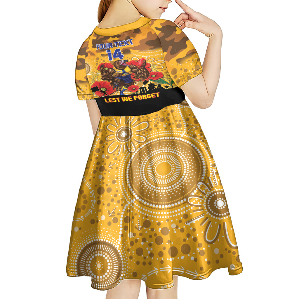 Custom Eagles Football ANZAC Kid Short Sleeve Dress Gallipoli Camouflage With Poppies