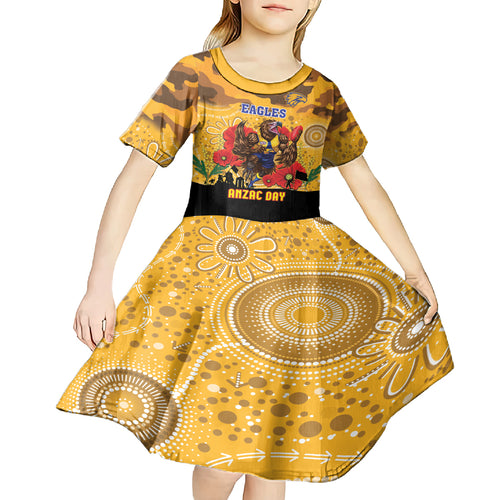 Custom Eagles Football ANZAC Kid Short Sleeve Dress Gallipoli Camouflage With Poppies
