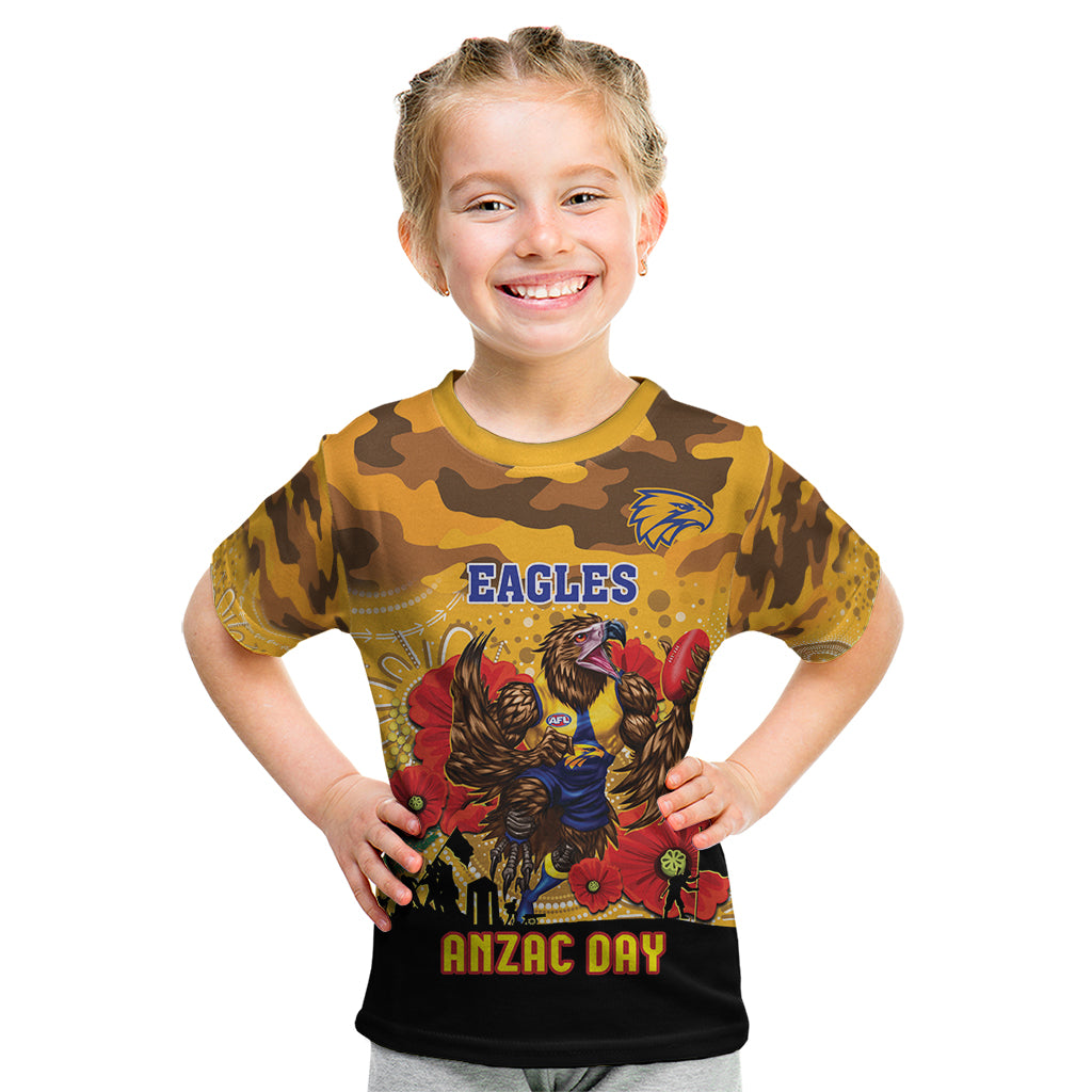 Custom Eagles Football ANZAC Kid T Shirt Gallipoli Camouflage With Poppies