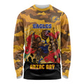 Custom Eagles Football ANZAC Long Sleeve Shirt Gallipoli Camouflage With Poppies
