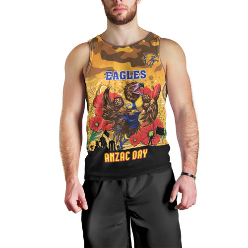 Custom Eagles Football ANZAC Men Tank Top Gallipoli Camouflage With Poppies