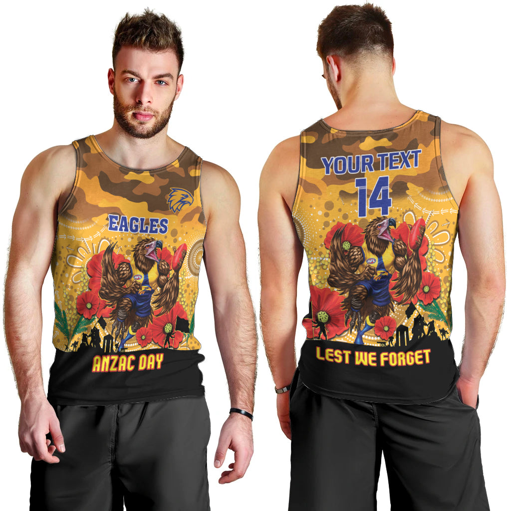 Custom Eagles Football ANZAC Men Tank Top Gallipoli Camouflage With Poppies