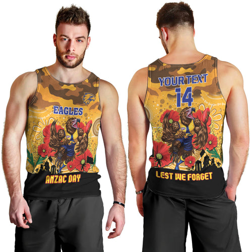 Custom Eagles Football ANZAC Men Tank Top Gallipoli Camouflage With Poppies